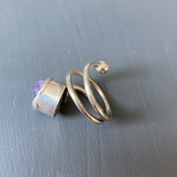 Sterling Silver Amethyst Stone Bangle and Ring - Picture 5 of 5